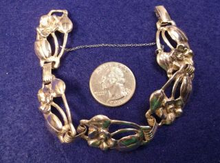 Very Pretty Old Vtg Antique? Art Nouveau Sterling Silver Dogwood Flower Bracelet