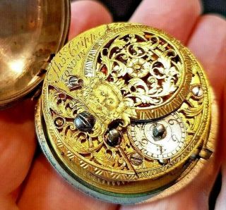 Rare Antique Silver Pocket Watch H/mthos Cripps London 1757 Verge Fusee