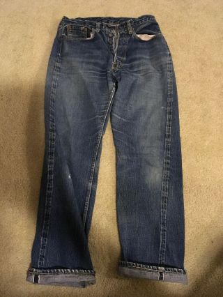 Vintage 1960’s Levis 501 Xx Denim Big E Jeans Selvedge Single Stitch 28x29