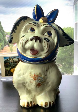 Vintage Shawnee Pottery Muggsy Toothache Dog Cookie Jar Home Decor Kitchen Gift