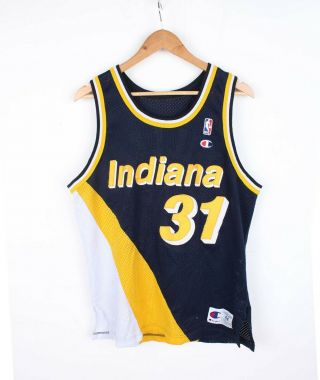 Vtg Stitched Champion Indiana Pacers Jersey Shirt Miller Nba 90s Authentic 44