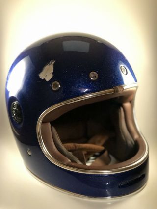 Bell Bullitt Motorcycle Helmet M Medium Blue Metallic Flake