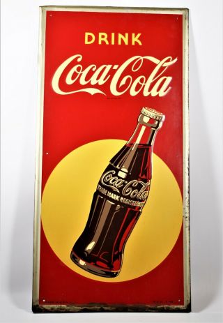 Vintage 1948 Aaw 5 - 48 Metal & Enamel Coke Coca Cola Soda Advertising Sign