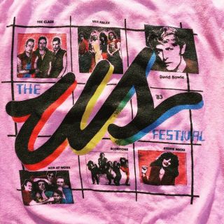 US FESTIVAL 1983 T - Shirt VTG Large Size The Clash Bowie Stevie Nicks Van Halen 2