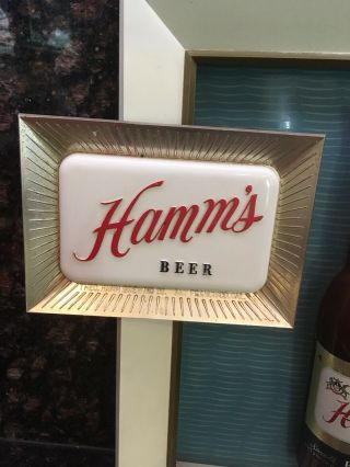 Vintage Hamm’s Beer Sign Framed Bottle & Hamm’s Plaque Plastic Hanging NR 2