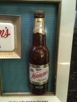 Vintage Hamm’s Beer Sign Framed Bottle & Hamm’s Plaque Plastic Hanging NR 3