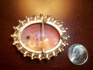 10 grams Antique 14K GOLD Large Victorian Cameo Brooch DIAMOND 1800 ' s Scrap Good 2