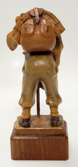 VINTAGE ANRI WOOD HAND CARVED MAN WITH CANE HOBO CAMPING 1952 - 1954 5