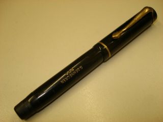 Vintage Fountain Pen Soennecken 504 In Black Color,  Piston Filler W/ Cork,