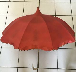 Vtg Gaspar Paris Parasol Umbrella Coral Rare