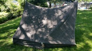 Vtg Dark Grey 2 Man Military Style Scout A Frame Wall Tent Reenactment 8x7 6