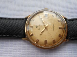 Rare Vintage Swiss Made Gold Plated Zodiac Date Gents Automatic Wrsitwatch