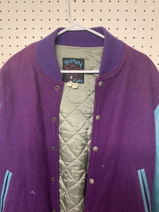 Vtg 80s 90s Bad Boy Club Varsity Jacket Purple Turquoise Surf Mens S