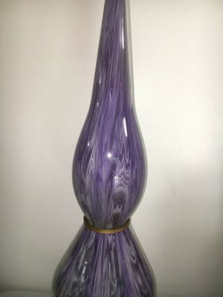 Vtg Mid Century modern PURPLE WHITE Art Glass Genie Bottle Shaped Lamp murano 7