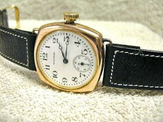 Vintage Wwi Era Military Trench Watch,  Orig Porcelain Dial Running