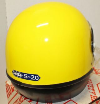 Vintage Shoei S - 20 Full Face Yellow Motorcycle Helmet w Shield XL NIB Japan 1973 4