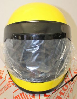 Vintage Shoei S - 20 Full Face Yellow Motorcycle Helmet w Shield XL NIB Japan 1973 5
