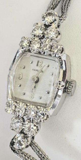 Vintage Ladies Hamilton 14k Gold Diamond Watch, .  70 Ctw