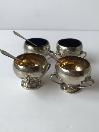 4 X Victorian Solid Silver Salt Cellar.  London,  1903,  Edwards & Sons.