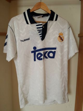 1992 - 1993 Real Madrid Vintage Retro Jersey Shirt Camiseta Home Teka Hummel Sz L
