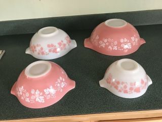 Vintage Pyrex Pink Gooseberry Cinderella Bowl Set 2