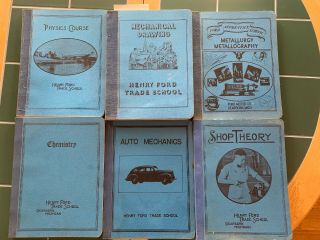 Vintage 1940s Henry Ford Trade School Books Physics Metallurgy Shop Auto Drawing