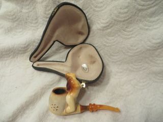 Vintage Meerschaum Smoking Tobacco Pipe Lady Figure With Case