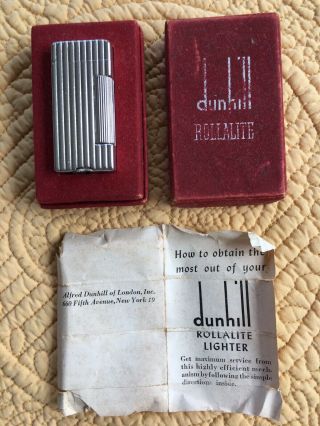 Vintage Dunhill Rollalite Lighter Small Petite Mini W/ Box & Directions