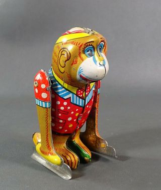 Vintage Looping Jumping Monkey Litho Tin Wind - Up Toy