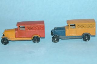 2 Vintage Dowst Tootsietoy Usa 1927 Chevrolet Screen Side Delivery Vans