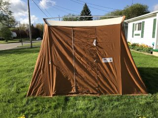 Rare Coleman Springbar Canvas Tent No Rips Zippers & Screens Great Lanter 4