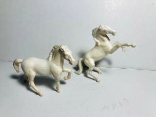 Stuart Vintage Horses In White Color.  One Standing One Rearing