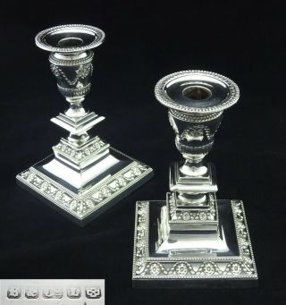 Victorian Benetfink & Co Antique Neo Classical Ornate Candlesticks Silver Plate