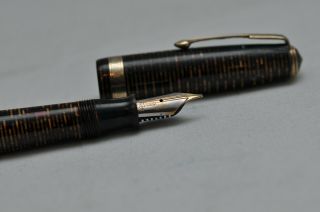 Lovely Rare Vintage Parker Vacumatic Fountain Pen - Tigers Eye Pattern -