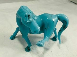 Vintage Chinese Peking Glass Horse Figurine 2 Turquoise W/ Veining N/r