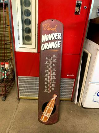 Rare Large Vintage Wonder Orange Soda Thermometer 39 X 8 Great
