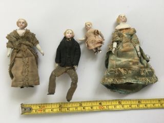 Antique Early 19th Century Dolls House Miniature Bisque Dolls German Some Tlc