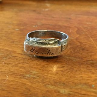 Wwii Soldiers Ring Sterling Silver Trench Art Engraved Manila 1945 Size
