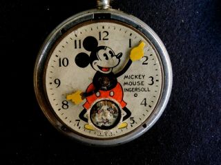 Rare Vintage Mickey Mouse Pocket Watch (1934 Model) : Ingersol