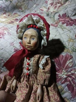 Carved Wood Hitty Doll In Vintage Style 6.  5 (16.  5cm)