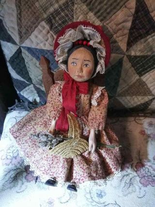 carved wood Hitty doll in vintage style 6.  5 (16.  5cm) 4