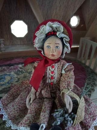 carved wood Hitty doll in vintage style 6.  5 (16.  5cm) 6