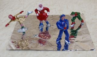 Vintage Miniature Ice Skaters Lead/ Cast Iron / Metal Figures Barclay Set Of 4