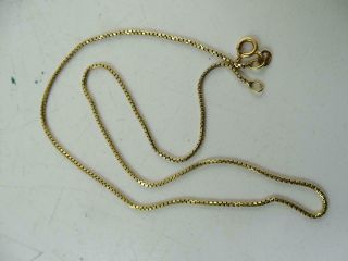 Vintage 14k Solid Yellow Gold Box Link Chain Necklace 16 " Long 4.  3 Grams Italy