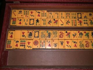 Vintage MAH JONG SET 152 Tiles In Case With Score Pad 4