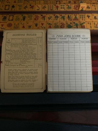 Vintage MAH JONG SET 152 Tiles In Case With Score Pad 7