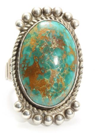 Vintage Navajo Sterling Silver Old Pawn Spiderweb Royston Turquoise Ring Sz5.  25