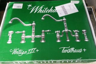 Whitehaus WHKBTLV3 - 9201 - NT Vintage III Plus Bridge Faucet w/ Lever Handles 2