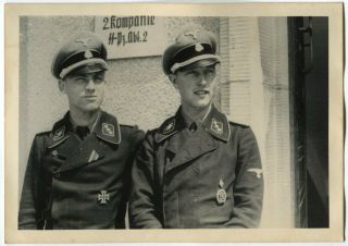 German Wwii Photo: Two Elite Troops Officers,  Agfa Brovira Paper