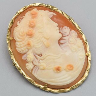 Giovanni Apa Antique 14k Yellow Gold Cameo Oval Brooch Pin Pendant 7.  3 Grams